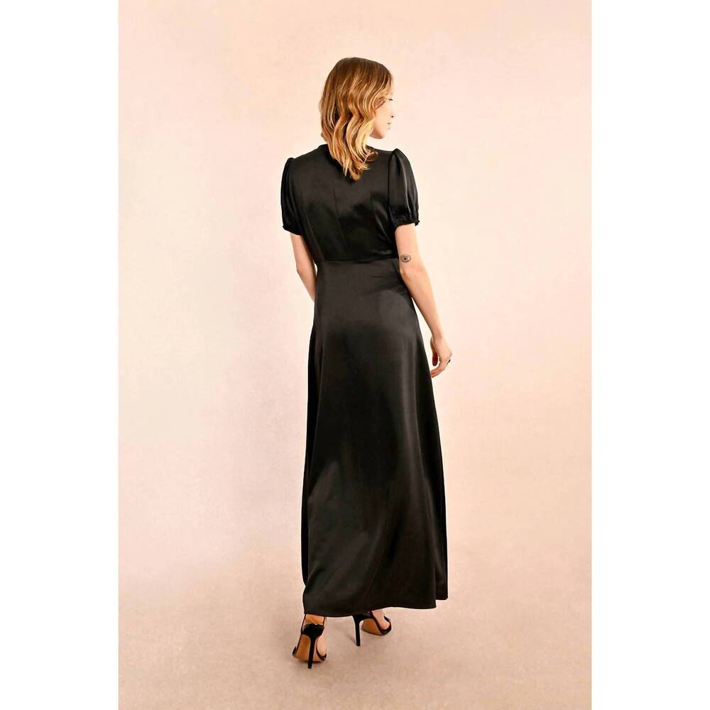 NEW MOLLY BRACKEN long satin dress in black - Picture 3 of 6